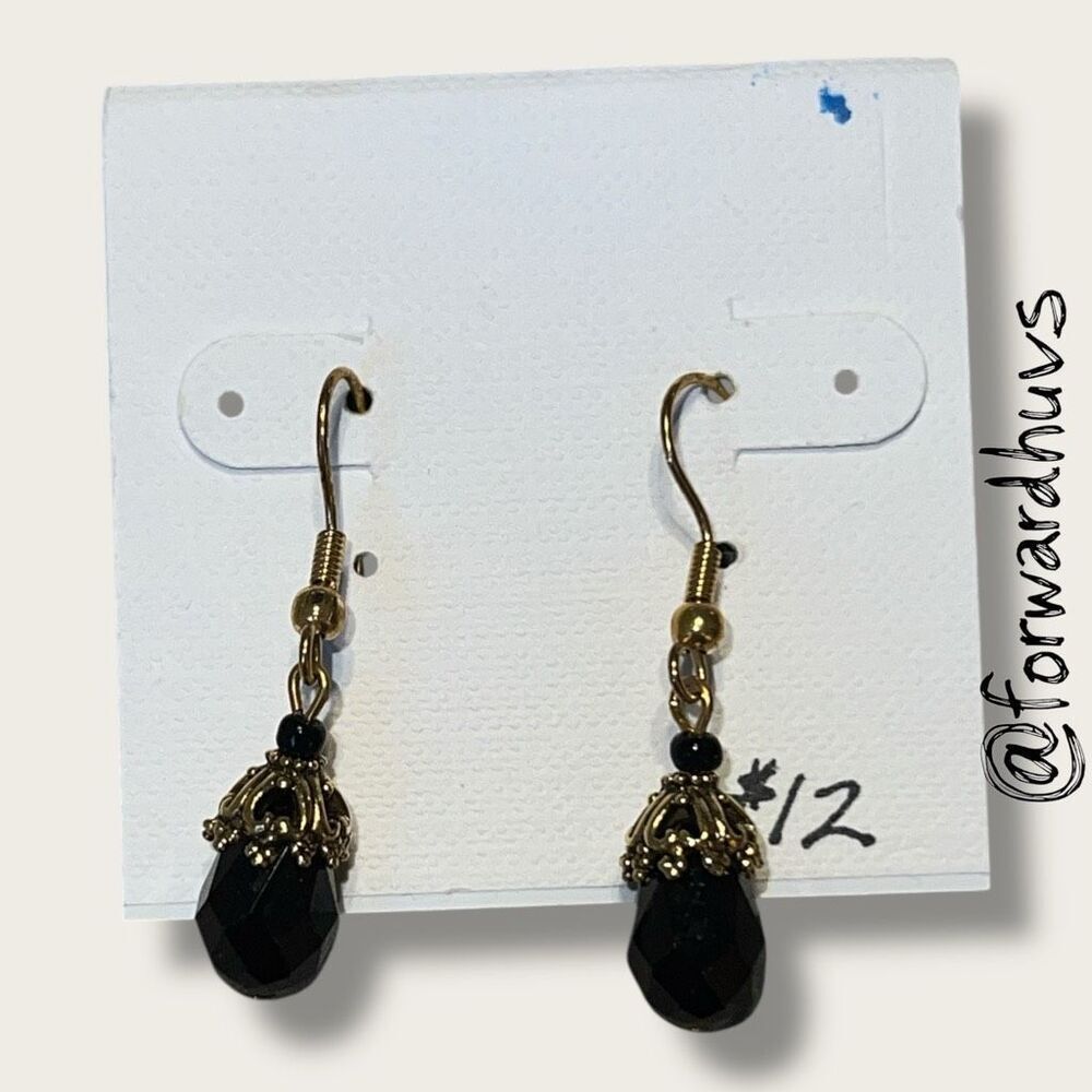 Bundle Sale 3 for $15 | Hand Crafted Black Teardrop Earrings